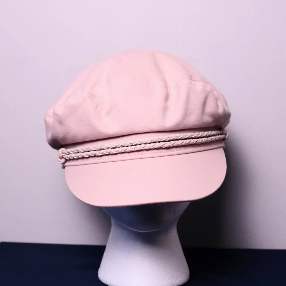 Brixton Pink Fisherman Cap with Cream Braided Trim